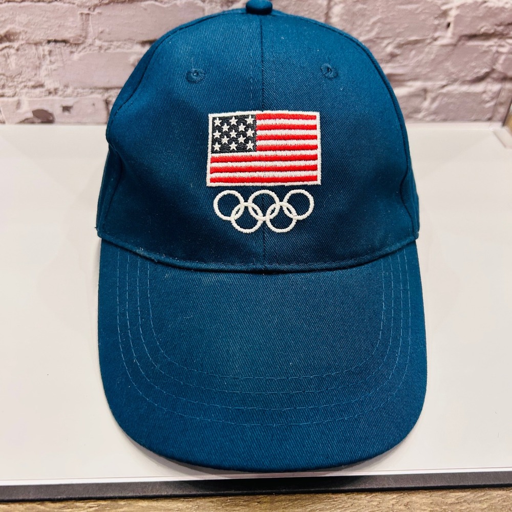BDA‎ Olympics Baseball Cap Mens OSFM Navy Blue Embroidered USA Flag Logo Hat